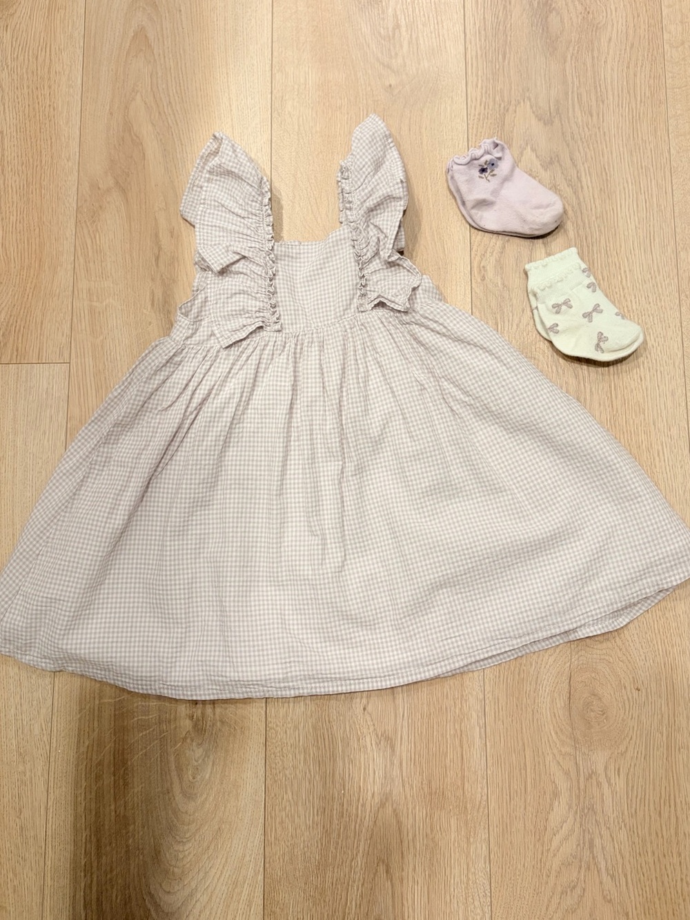 Jamie Kay Lilac Gingham Ruffle Strap Dress